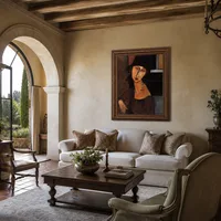 Jeanne Hebuterne met hoed en ketting — Italiaanse villa