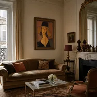 Portret van Jeanne Hebuterne in een grote hoed — Parijs appartement