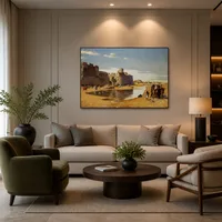 Een Arabische karavaan buiten een versterkte stad, Egypte — Boutiquehotel