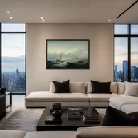 Zeegezicht met zeilschip in ruwe zee — Luxe penthouse