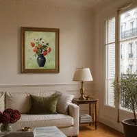 Anemonen en klaprozen in een vaas — Parijs appartement