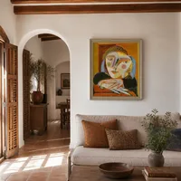Vrouw bij het raam — Mediterraan huis