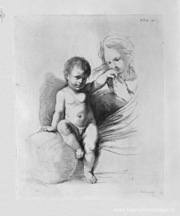 Jezus aan een kind aan wie de Maagd de hand kust, door Guercino Jezus aan een kind aan wie de Maagd de hand kust, door Guercino