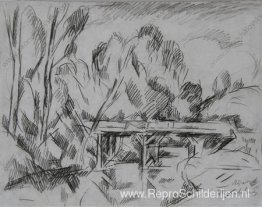 Abramtsevo. De brug. Tekening voor het schilderij 'Brug in Abram Abramtsevo. De brug. Tekening voor het schilderij 'Brug in Abram