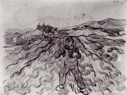 Veld met een zaaier Veld met een zaaier