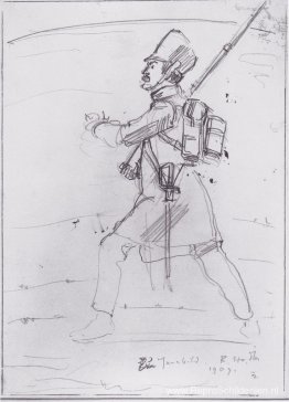 Fusilier marcheert naar links Fusilier marcheert naar links