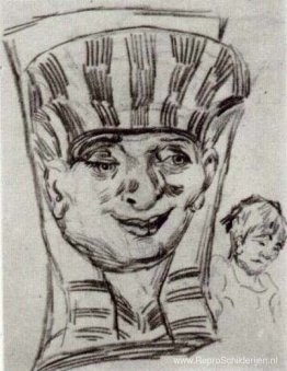 Schets van een geërodeerd tuinmuurornament Schets van een geërodeerd tuinmuurornament