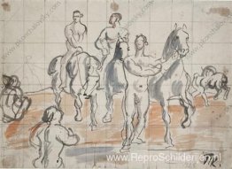 Compositieschets voor het schilderij 'Badende cavalerie' Compositieschets voor het schilderij 'Badende cavalerie'