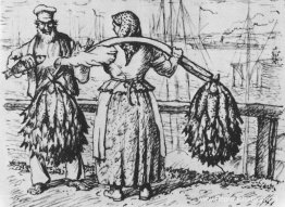 Koopman van gedroogde vis Koopman van gedroogde vis