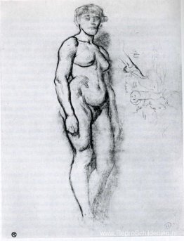 Vrouw stond in semi-profiel Vrouw stond in semi-profiel