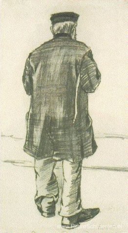 Weesman met pet, van achteren gezien Weesman met pet, van achteren gezien