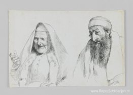 Jood en jodin, illustratie uit 'Het leven van onze Heer Jezus Ch Jood en jodin, illustratie uit 'Het leven van onze Heer Jezus Ch