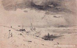 Het oude kerkhof aan de oevers van de Wolga Het oude kerkhof aan de oevers van de Wolga