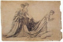 Keizerin Josephine knielt met mevrouw de la Rochefoucauld en mev Keizerin Josephine knielt met mevrouw de la Rochefoucauld en mev