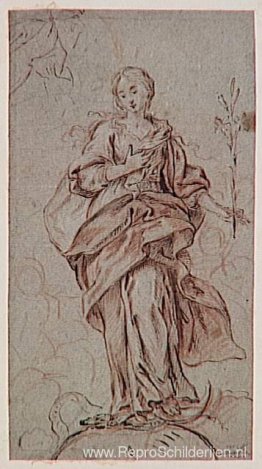 De Onbevlekte Ontvangenis en hoofden geschetst De Onbevlekte Ontvangenis en hoofden geschetst