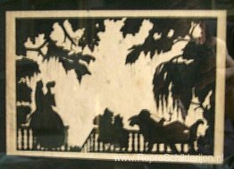 Bij de Veranda. Silhouet, inkt op papier. Gesigneerd met Russisc Bij de Veranda. Silhouet, inkt op papier. Gesigneerd met Russisc