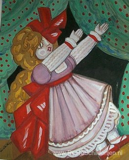 Gordijnontwerp met pop Gordijnontwerp met pop