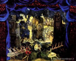 Parkeer voor het kasteel. Ontwerp voor "Zwanenmeer" van Tsjaikov Parkeer voor het kasteel. Ontwerp voor "Zwanenmeer" van Tsjaikov