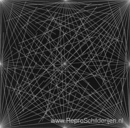 Lijnen van hoeken, zijkanten en het midden tot punten op een ras Lijnen van hoeken, zijkanten en het midden tot punten op een ras