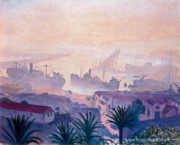 De haven van Algiers met Haze De haven van Algiers met Haze