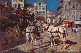 Bus op de Pigalle Place in Parijs Bus op de Pigalle Place in Parijs