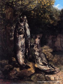 Stilleven met drie forellen uit de rivier de Loue Stilleven met drie forellen uit de rivier de Loue