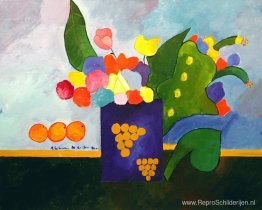 Vaas Met Bloemen En Fruit Vaas Met Bloemen En Fruit