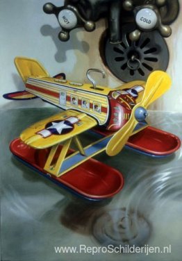 Watervliegtuig in badkuip Watervliegtuig in badkuip