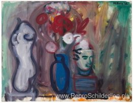 Bloemen in een blauwe vaas Bloemen in een blauwe vaas
