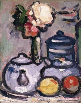 Stilleven: Theepot met bloemen en fruit Stilleven: Theepot met bloemen en fruit