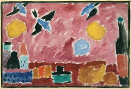 Stilleven met fles, brood en rood behang met zwaluwen Stilleven met fles, brood en rood behang met zwaluwen