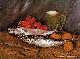 Stilleven met makrelen, citroenen en tomaten Stilleven met makrelen, citroenen en tomaten