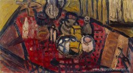 Stilleven met geruit tafelkleed Stilleven met geruit tafelkleed