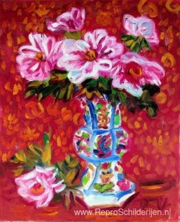 Pioenrozen in een Chinese vaas Pioenrozen in een Chinese vaas