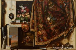 Trompe-l'oeil. Een kast in het atelier van de kunstenaar Trompe-l'oeil. Een kast in het atelier van de kunstenaar