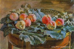 Stilleven. Appels aan de ronde tafel. Stilleven. Appels aan de ronde tafel.