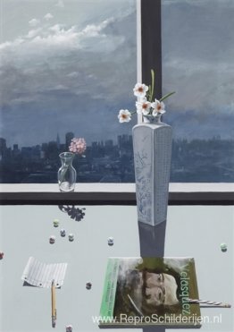 Studie van bloemen met kunstboek Studie van bloemen met kunstboek