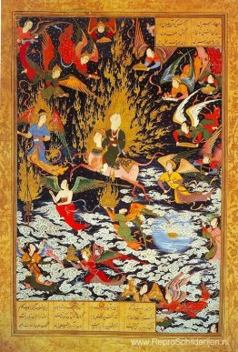 De beklimming van Mohammed naar de hemel (mi'rāj) (Khamseh) De beklimming van Mohammed naar de hemel (mi'rāj) (Khamseh)