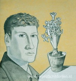 Zelfportret met hyacint in een pot Zelfportret met hyacint in een pot