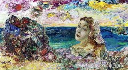 Surrealistisch portret van Marusia aan zee Surrealistisch portret van Marusia aan zee