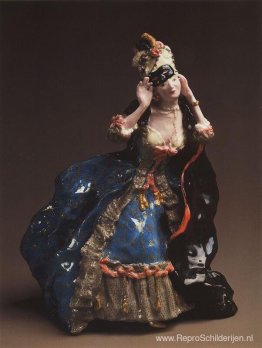 Dame die een masker afzet Dame die een masker afzet