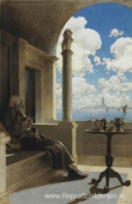 Kardinaal-aartsbisschop zat op zijn schaduwrijke balkon Kardinaal-aartsbisschop zat op zijn schaduwrijke balkon