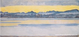 Meer van Genève met de Mont Blanc bij zonsopgang Meer van Genève met de Mont Blanc bij zonsopgang