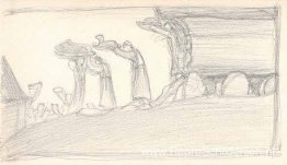 Studie van vrouwen die goederen dragen Studie van vrouwen die goederen dragen