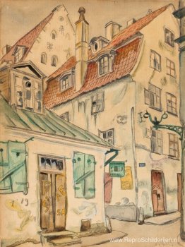 Een straatbeeld uit Riga Een straatbeeld uit Riga