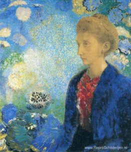 Vrouw in profiel onder een gotische boog Vrouw in profiel onder een gotische boog