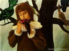 Jong meisje eet een vogel (Het plezier) Jong meisje eet een vogel (Het plezier)