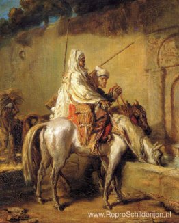 Arabieren die hun paarden drenken Arabieren die hun paarden drenken
