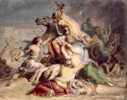 Gevechtsscène, Gallische krijger te paard Gevechtsscène, Gallische krijger te paard