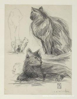 Studie van katten en figuren Studie van katten en figuren